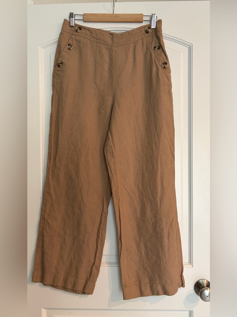Talbots Women’s Casual Wide-Leg Linen Pants in Tan Size 10